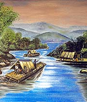 'Painting with Traditional River Boats | Chiang Khong, North Thailand' by Asienreisender